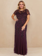 A-Line Scoop Illusion Floor-Length Tulle Mother of the Bride Dress